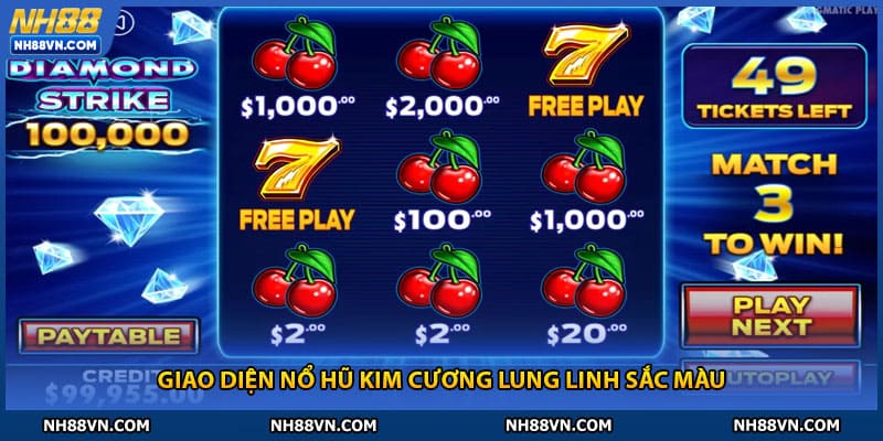 Giao diện nổ hũ kim cương lung linh sắc màu